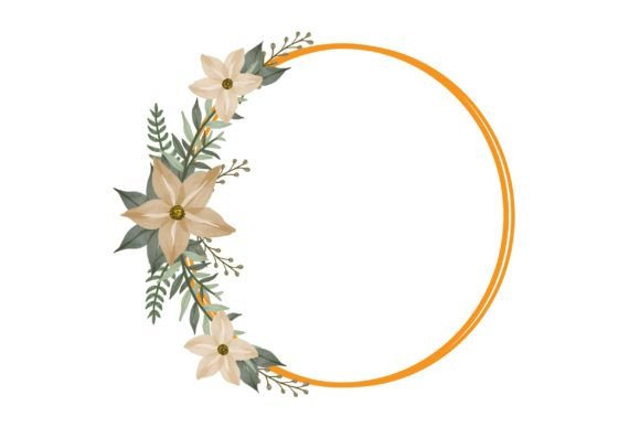 Circle Frame with Cream Floral Bouquet