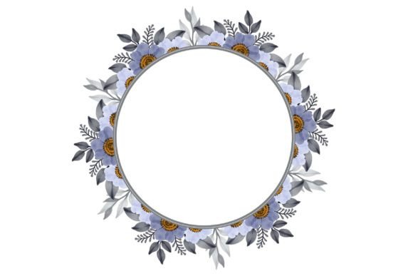 Circle Frame with White Floral Border