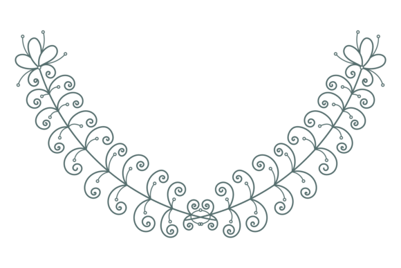 Curled Line Floral Ornament Wedding Decor Element