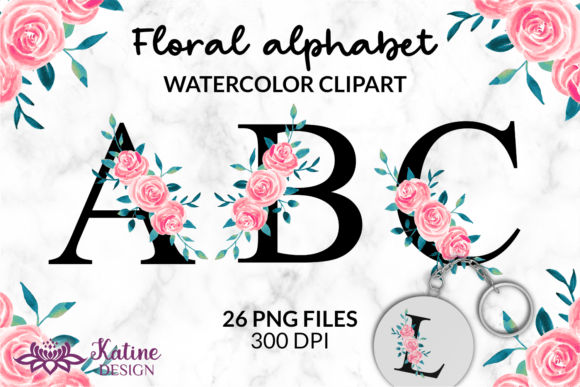 Floral Alphabet Monogram Letters Clipart