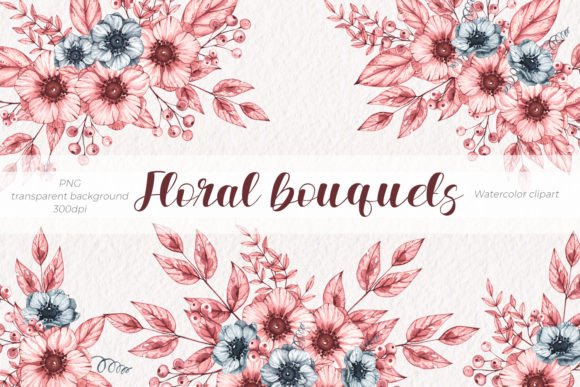 Floral Bouquets Watercolor Clipart PNG