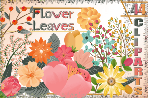 Floral-Flower Leaf Branch Clipart Bundle
