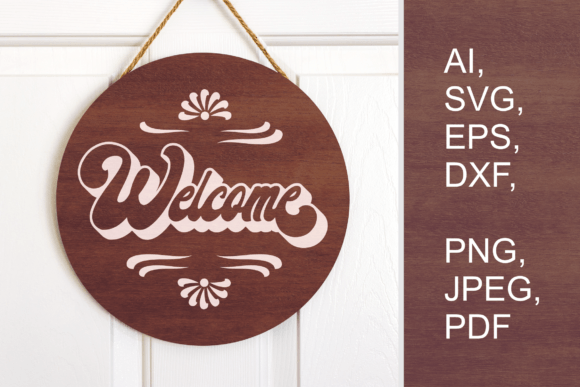 Floral Retro Welcome Sign Design SVG