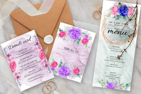 Floral Wedding Invitation Graphic with Watercolor Elegance