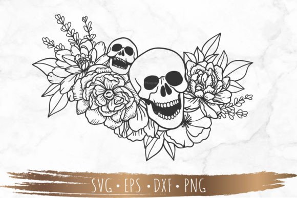 Flower Skull Svg Floral Skull Svg