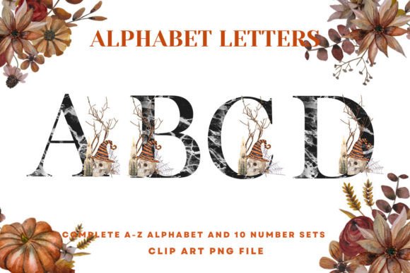Halloween Alphabet Boho Floral Skull6 Clipart Guide