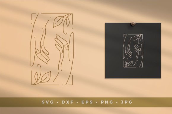 Hands in Floral Frame Line Art for Creative Projects and Digital Design Workflows