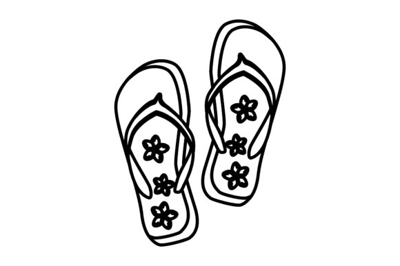 Outline Floral Beach Sandals