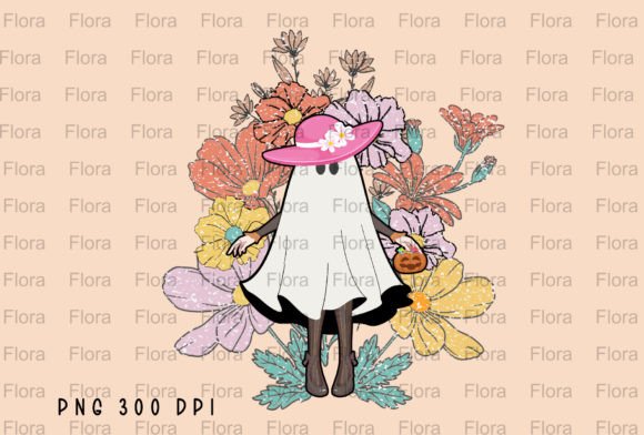 Retro Ghost Floral Flower Spooky PNG: Spooky Floral Designs for Sublimation and More