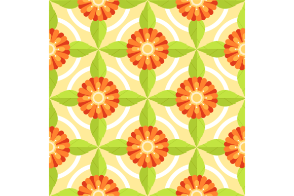 Seamless Floral Pattern: Red Flowers on Green Leaves