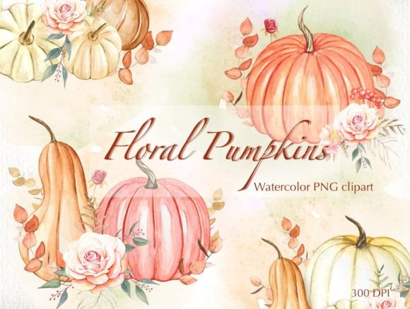 Watercolor Floral Pumpkins Clipart as a Deliberate Design Resource