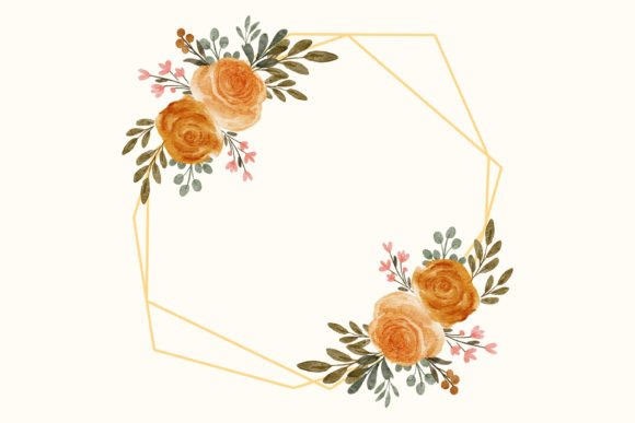 Watercolor Rustic Rose Floral Border